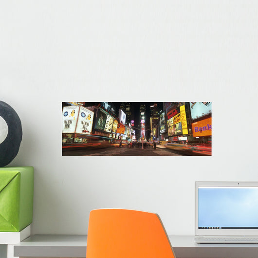 Times Square In Midtown Manhattan Illuminated At Night Wall Mural