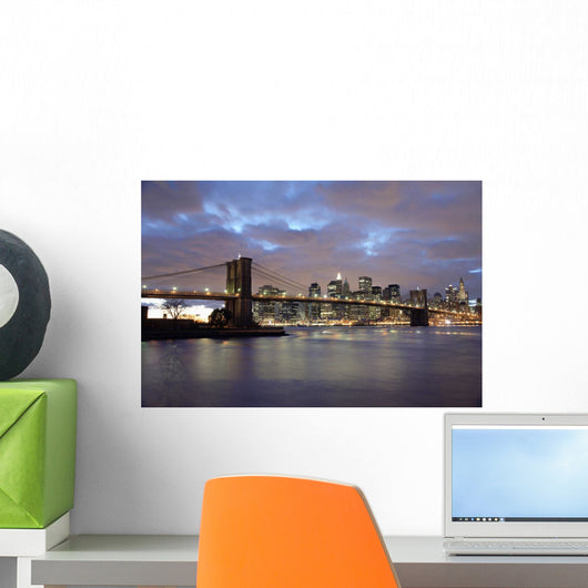 Brooklyn Bridge And Lower Manhattan At Dusk Wall Mural