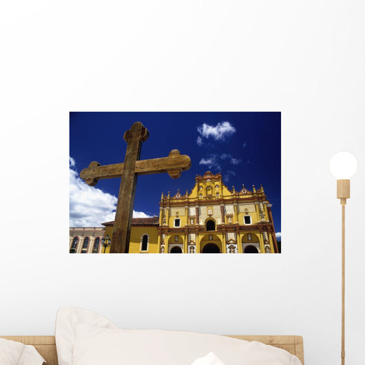 Cross Outside San Cristobal De Las Casas Cathedral Wall Mural