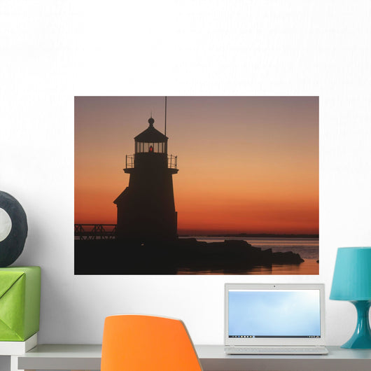 Lighthouse At Sunrise Wall Mural