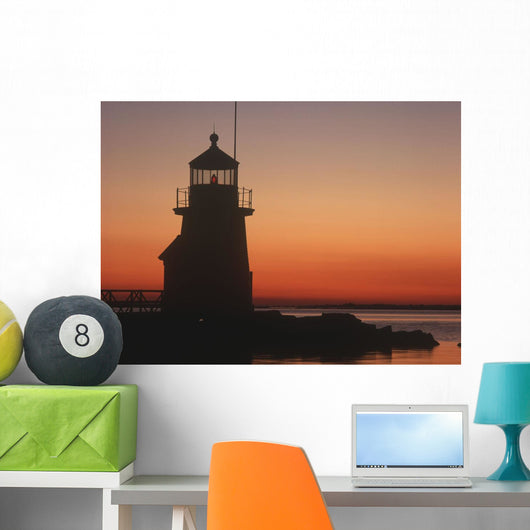 Lighthouse At Sunrise Wall Mural