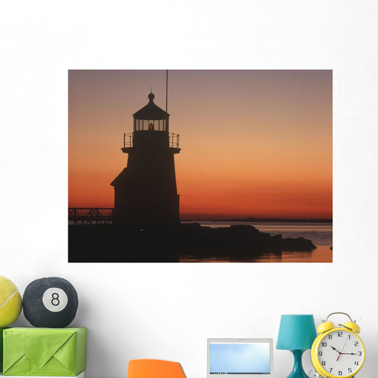 Lighthouse At Sunrise Wall Mural