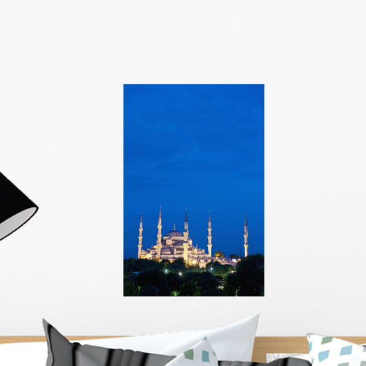 Turkey, Sultanahmet or Blue Mosque at dusk Wall Mural