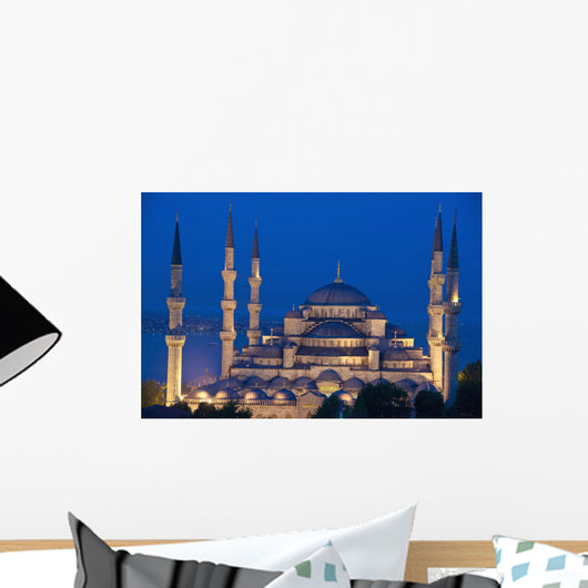 Turkey, Sultanahmet or Blue mosque at dusk Wall Mural