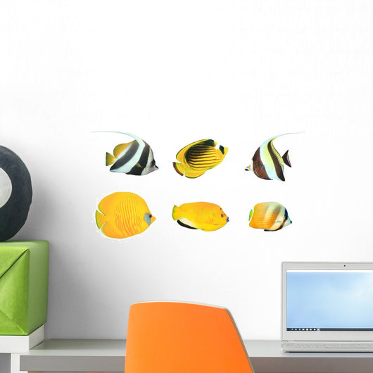 Yellow Tropical Reef Fish Wall Decal Sticker Set