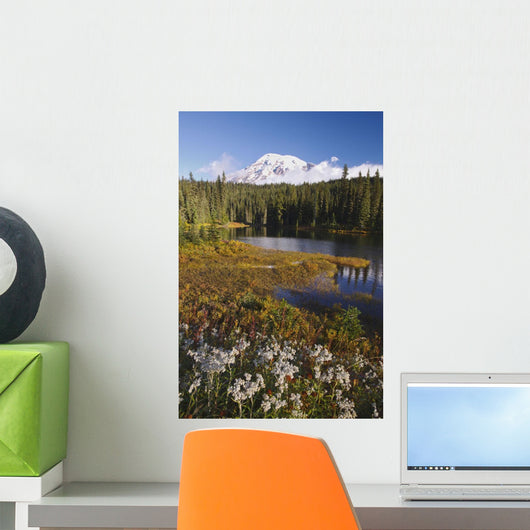 Autumn Colors At Reflection Lake And Mount Rainier Wall Mural