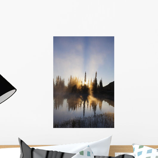 Sunrise Reflected In Reflection Lake In Mt Rainier National Park Wall Mural