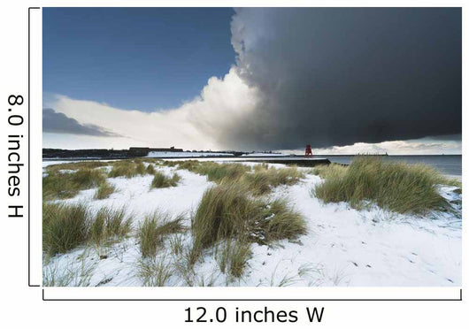 Dark Clouds And Blue Sky Over A Red Lighthouse Along The Coast Wall Mural