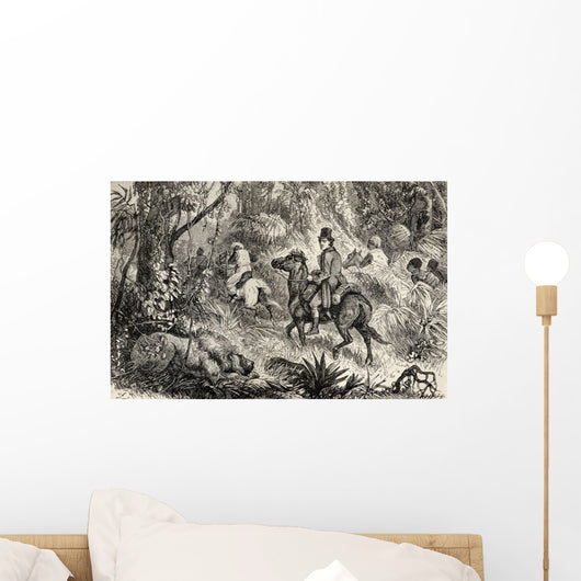 Encountering A Lion Whilst Wall Mural