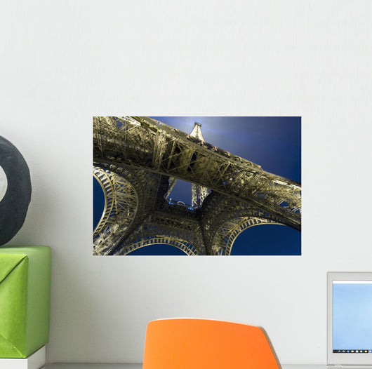 Eiffel Tower At Night,Directly Below, Paris,France Wall Mural