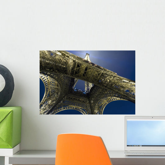 Eiffel Tower At Night,Directly Below, Paris,France Wall Mural