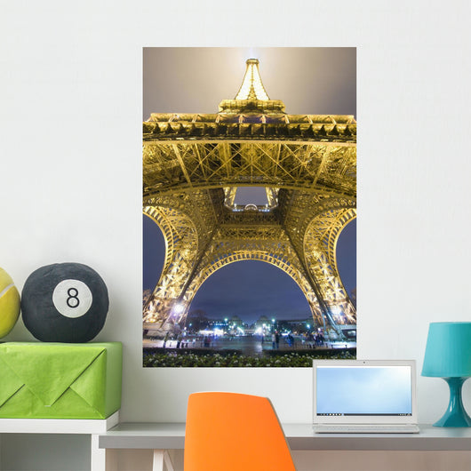 Eiffel Tower At Night,Low Angle View, Paris,France Wall Mural