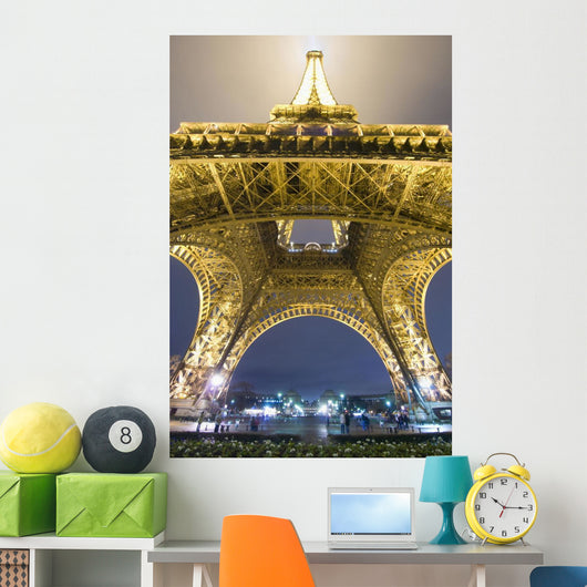 Eiffel Tower At Night,Low Angle View, Paris,France Wall Mural