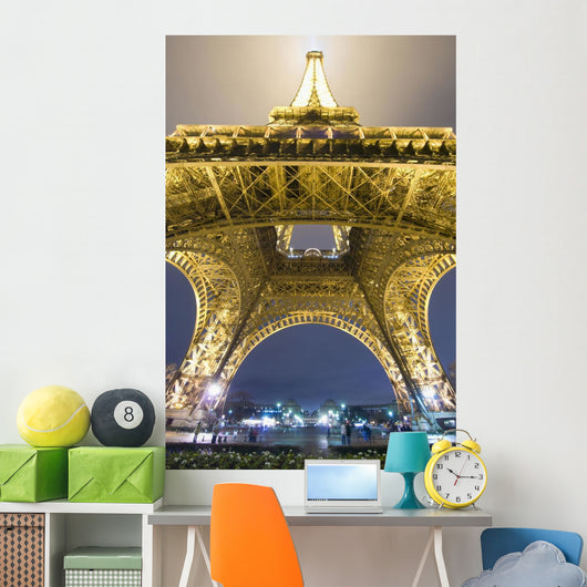 Eiffel Tower At Night,Low Angle View, Paris,France Wall Mural