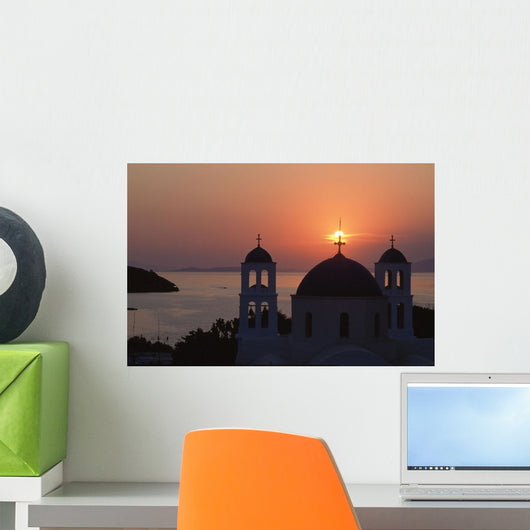 Church Of Katapola At Sunset Amorgos,Greek Islands Wall Mural
