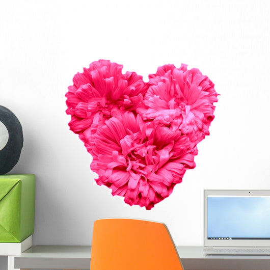 Pink Aster Flowers Heart Wall Decal