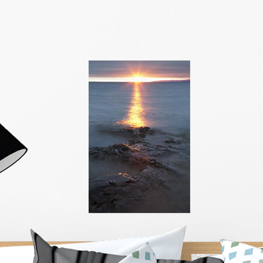 Rocky Shoreline Of Lake Superior At Sunset Wall Mural