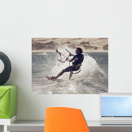A Man Kitesurfing Wall Mural