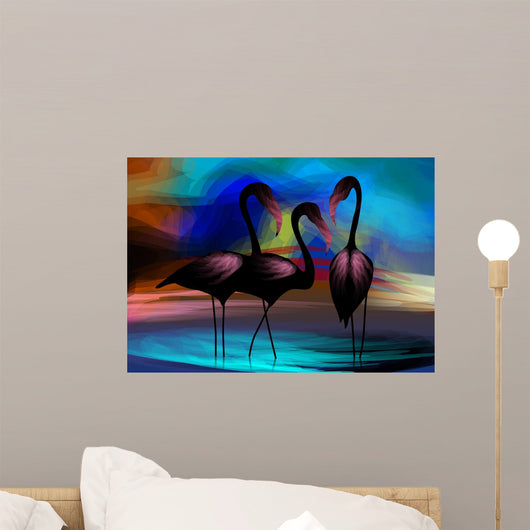 Abstract Flamingos Wall Mural