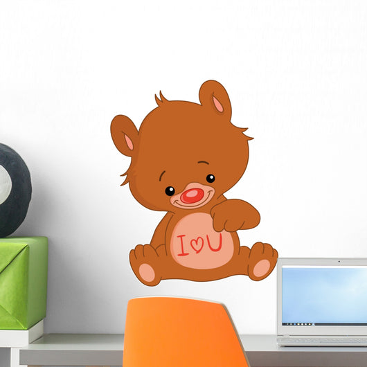 I Love U Teddy Bear Wall Decal