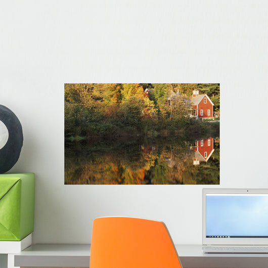 Fall Foliage & Painted Building Wall Mural