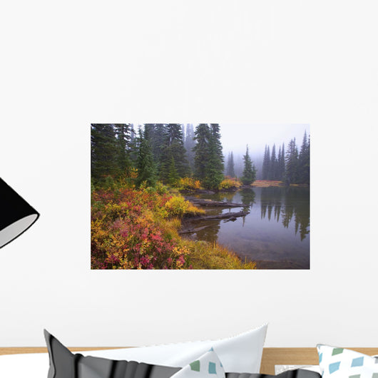 Reflection On Lake In Autumn Wall Mural