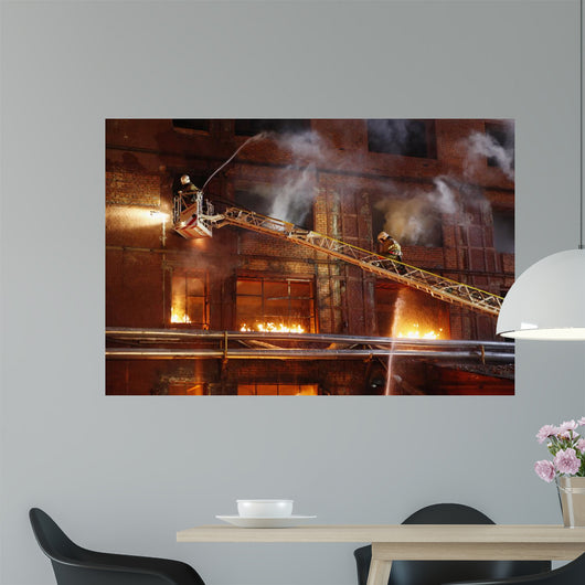 Firefighters fighting a fire Wall Mural