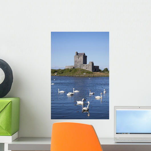 Swans On Water In Front Of Dunguaire Castle Wall Mural