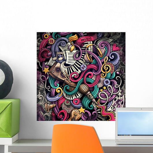 Doodles Music Illustration Creative Wall Decal