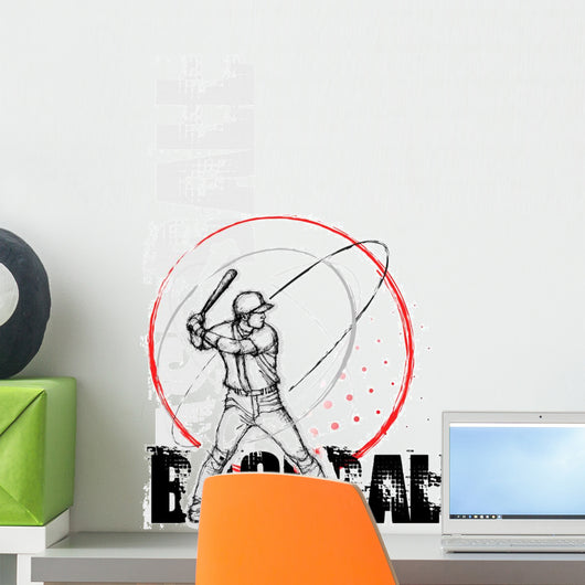 baseball circle poster background Wall Decal