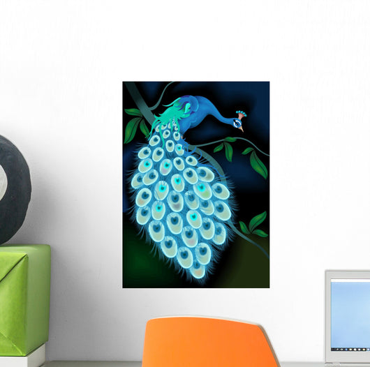 Perching Blue Peacock Wall Mural
