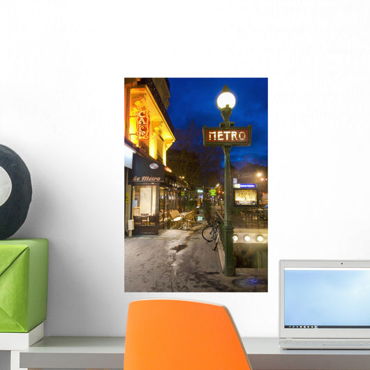 Maubert-Mutualite Metro Station And Cafe At Dawn Wall Mural