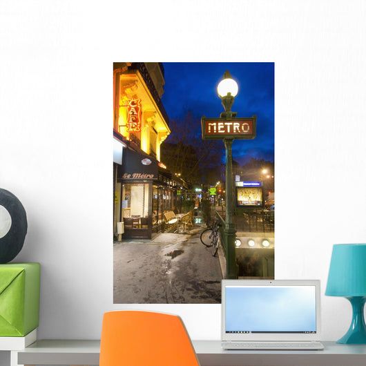 Maubert-Mutualite Metro Station And Cafe At Dawn Wall Mural
