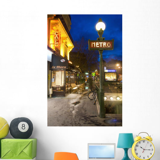 Maubert-Mutualite Metro Station And Cafe At Dawn Wall Mural