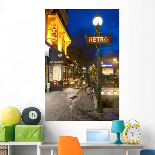 Maubert-Mutualite Metro Station And Cafe At Dawn Wall Mural