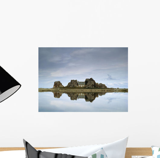 House In Between Rocks Reflected Wall Mural
