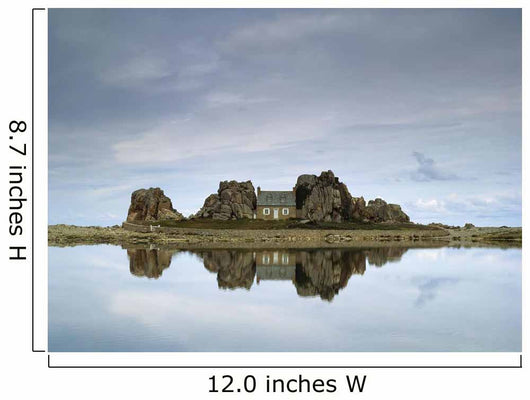House In Between Rocks Reflected Wall Mural