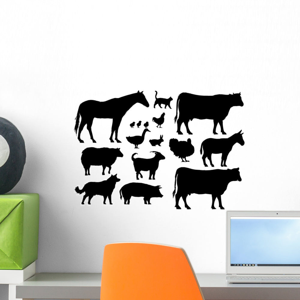 Various Farm Animals Silhouettes Wall Decal Sticker Set - WallMonkeys ...