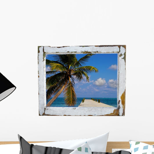 Tropical Paradise Old Frame Wall Mural
