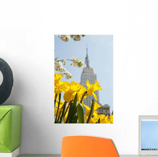 Views Of The Empire State Building And Flowers In Springtime Wall Mural