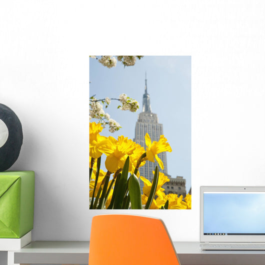 Views Of The Empire State Building And Flowers In Springtime Wall Mural
