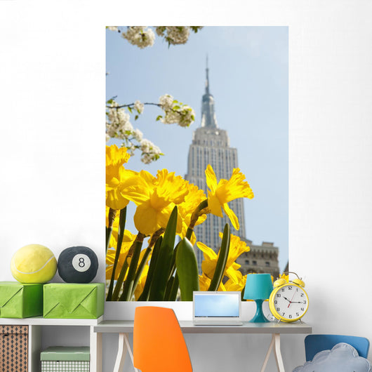 Views Of The Empire State Building And Flowers In Springtime Wall Mural