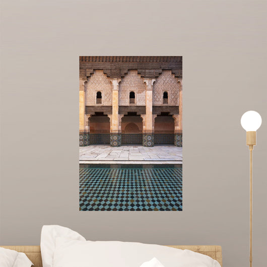 Morocco, Swimming pool in courtyard of Ben Youssef Medersa Wall Mural