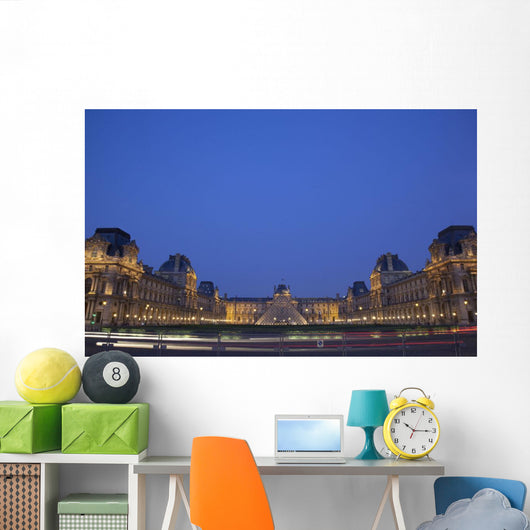 France, Louvre Museum at dusk Wall Mural