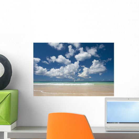 Yacht In The Distance Off The West Coast Of Barbados Wall Mural
