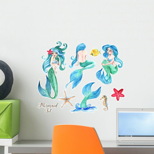 Hand-drawn Watercolor Beautiful Set Wall Decal Sticker Set
