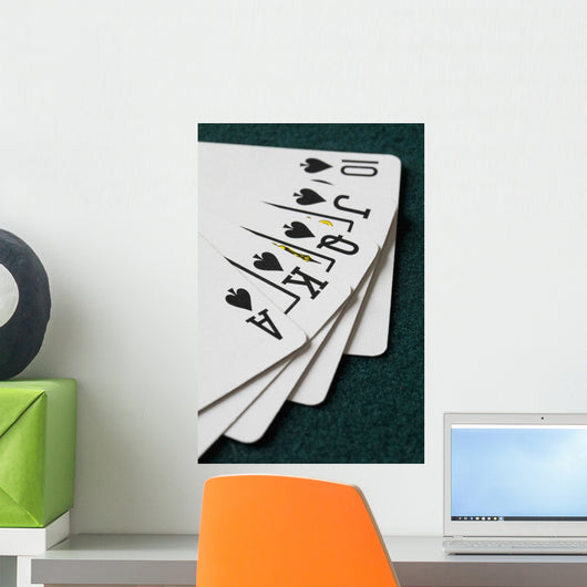 Close-Up Of Blackjack Playing Cards Showing Spades Royal Flush Wall Mural