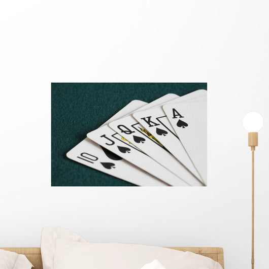 Close-Up Of Blackjack Playing Cards Showing Spades Royal Flush Wall Mural