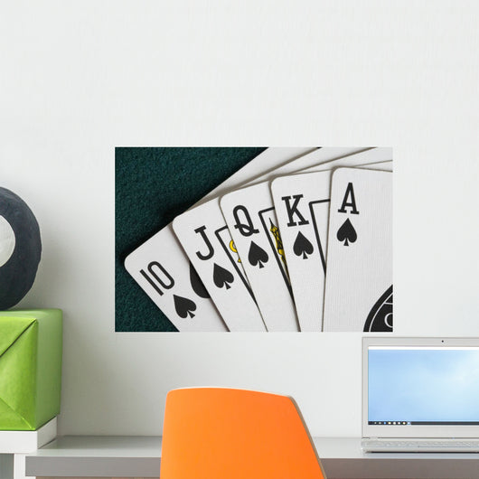 Close-Up Of Blackjack Playing Cards Showing Spades Royal Flush Wall Mural