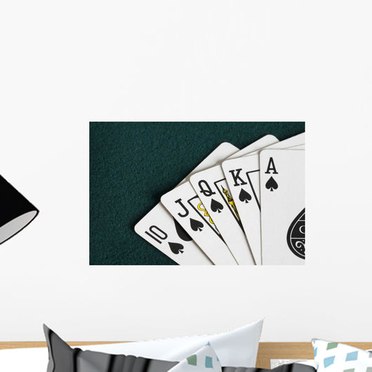 Close-Up Of Blackjack Playing Cards Showing Spades Royal Flush Wall Mural